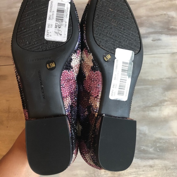 Alex Marie Bevier Two Floral rhinestone shoe pump pink blue size 6.5 purple - Picture 6 of 7